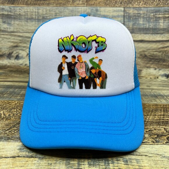 NKOTB New Kids On The Block Unisex Trucker Hat Blue Snapback 80s Boy Band Cap - Picture 2 of 8